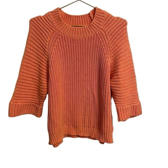 Anthropologie Maeve Mackenzie Cotton 3/4 Sleeve Pink Peach Sweater Size XS - Picture 2 of 8